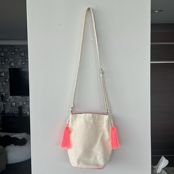 Canvas Drawstring Bag with Sequin and Pearl Work - Picture 7 of 8